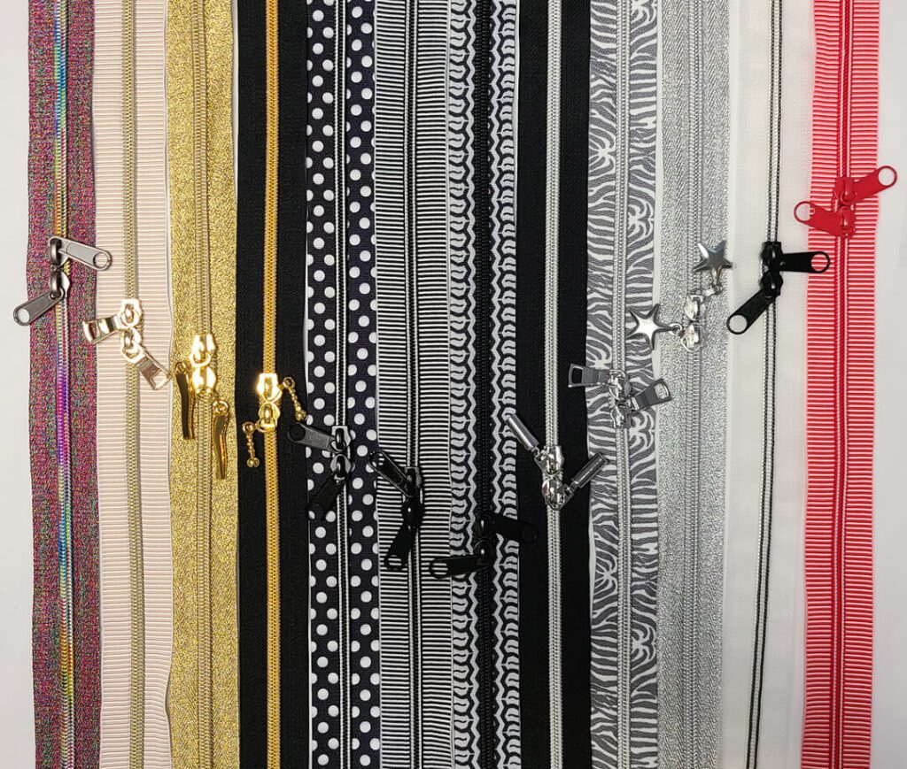 A row of Purse Zippers, 22" on a white background.