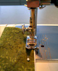 an army green fabric in Sewing process