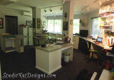 A working area of Studio Kat Designs