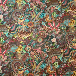 A colorful fabric with Animals of Australia designs on it.