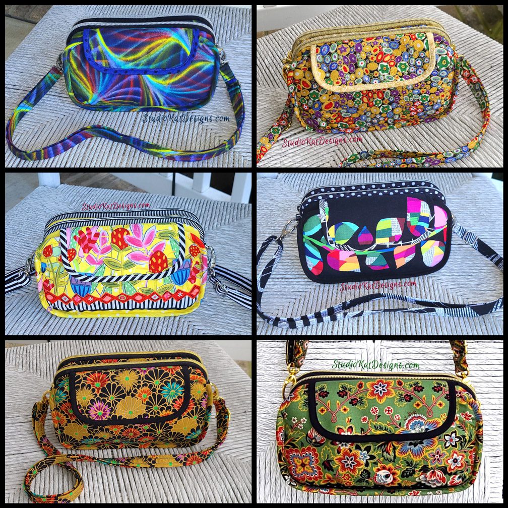 A collage of different purses with different designs.