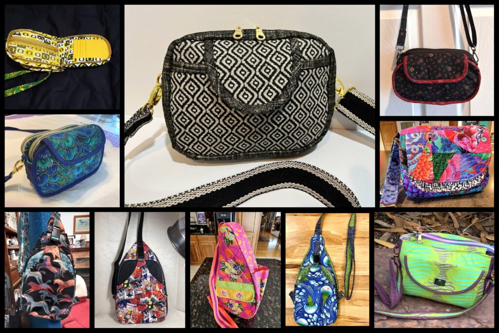 A collage of pictures of different purses.