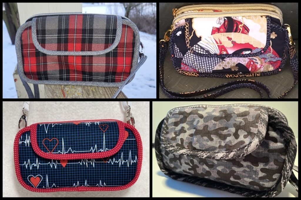 A series of pictures of different purses with different designs.