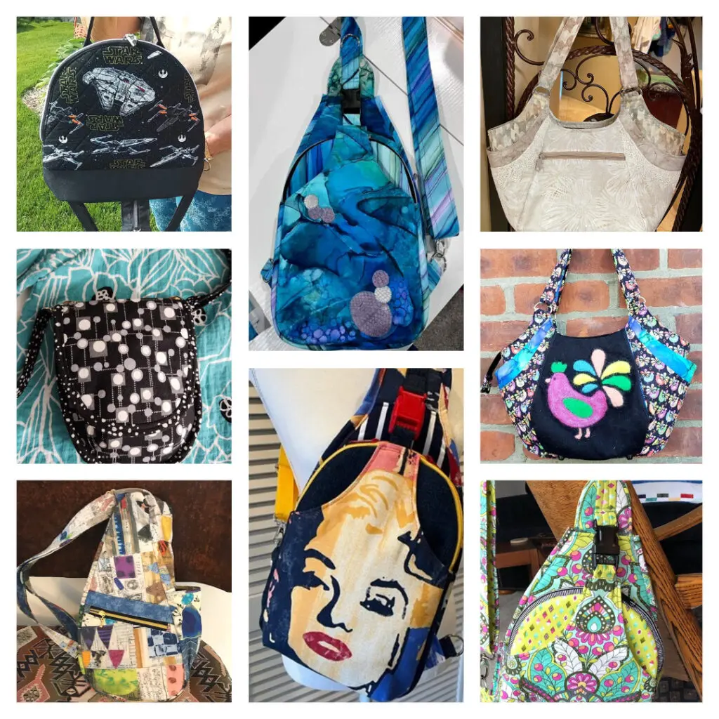 A collage of pictures of different types of bags.