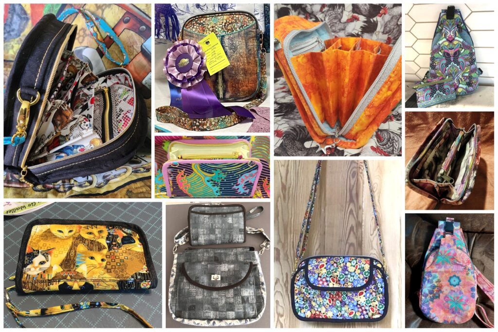 A collage of pictures of different purses.