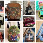 A collage of different bags and purses