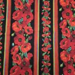 A close up of the red flowers on a black background