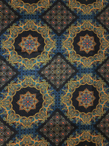 Intricate blue and gold mandala pattern
