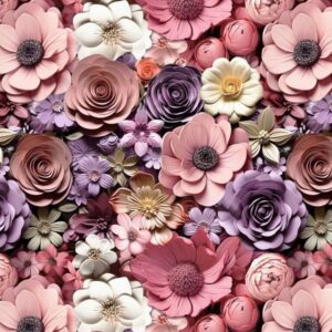 Layered pastel paper flowers in dense arrangement